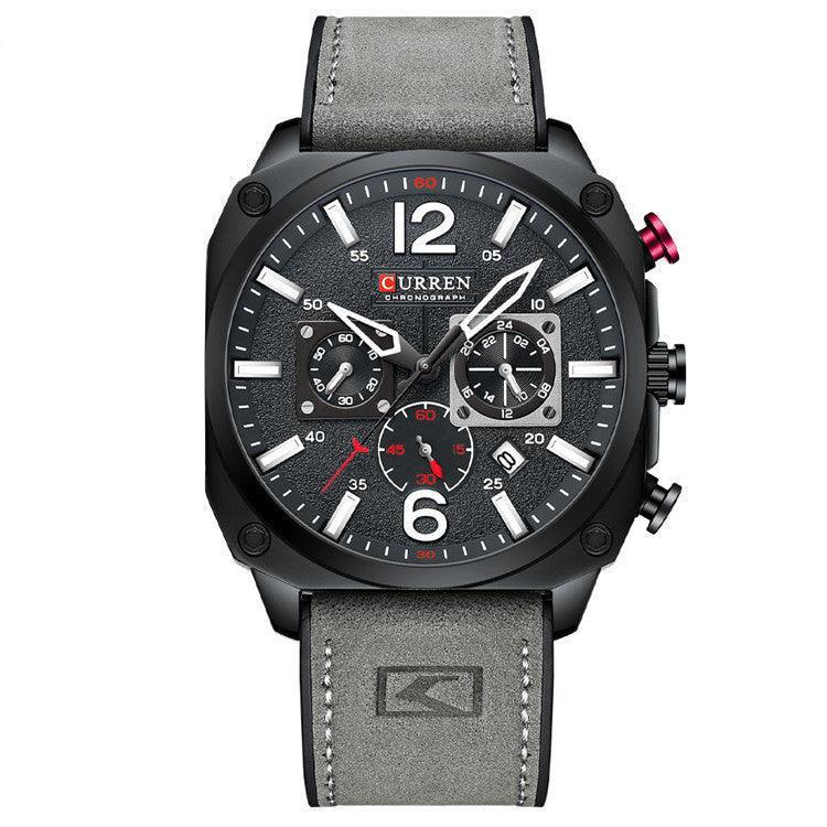 Waterproof Belt Six Hand Calendar Quartz Watch - VirtuousWares:Global