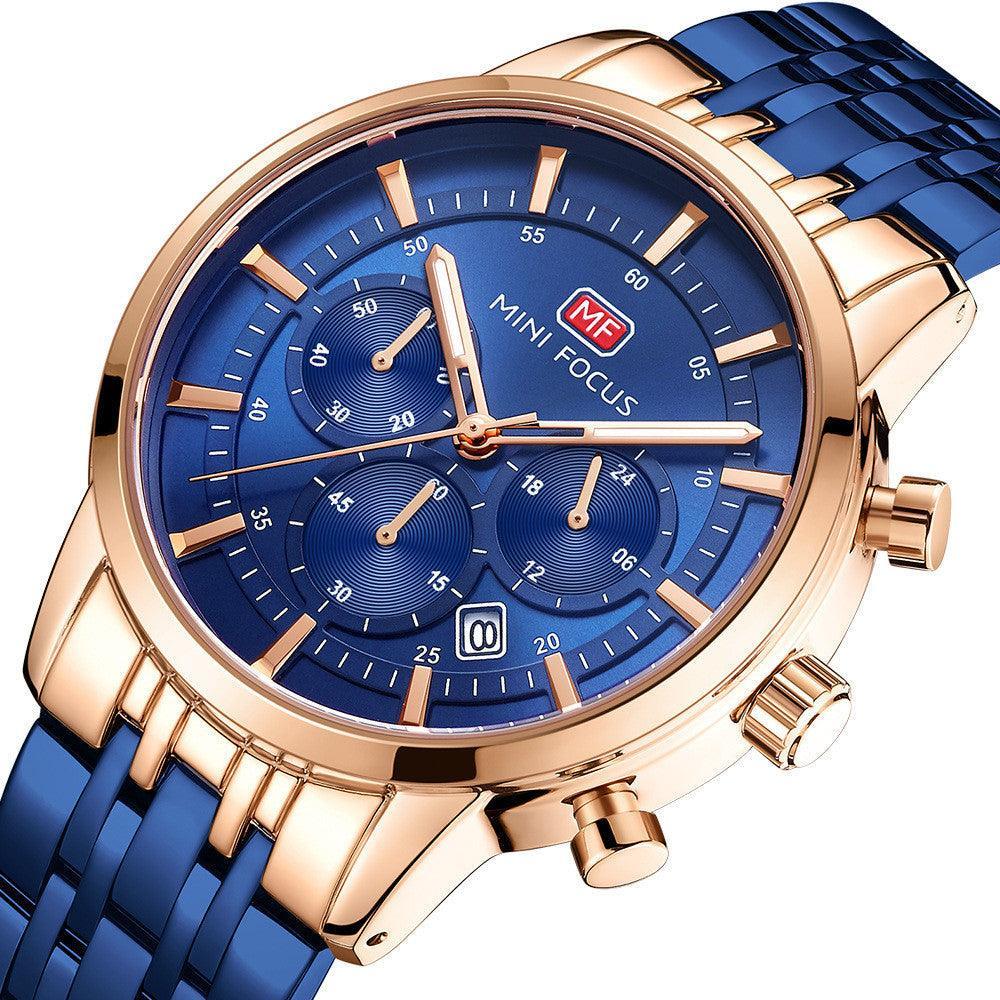 Waterproof Steel Band Large Dial Luminous Quartz Watch - VirtuousWares:Global