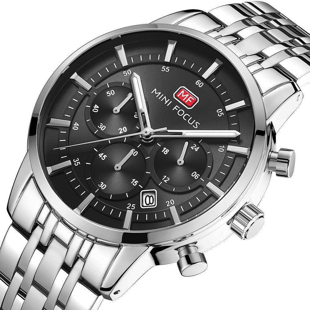 Waterproof Steel Band Large Dial Luminous Quartz Watch - VirtuousWares:Global