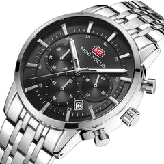 Waterproof Steel Band Large Dial Luminous Quartz Watch - VirtuousWares:Global