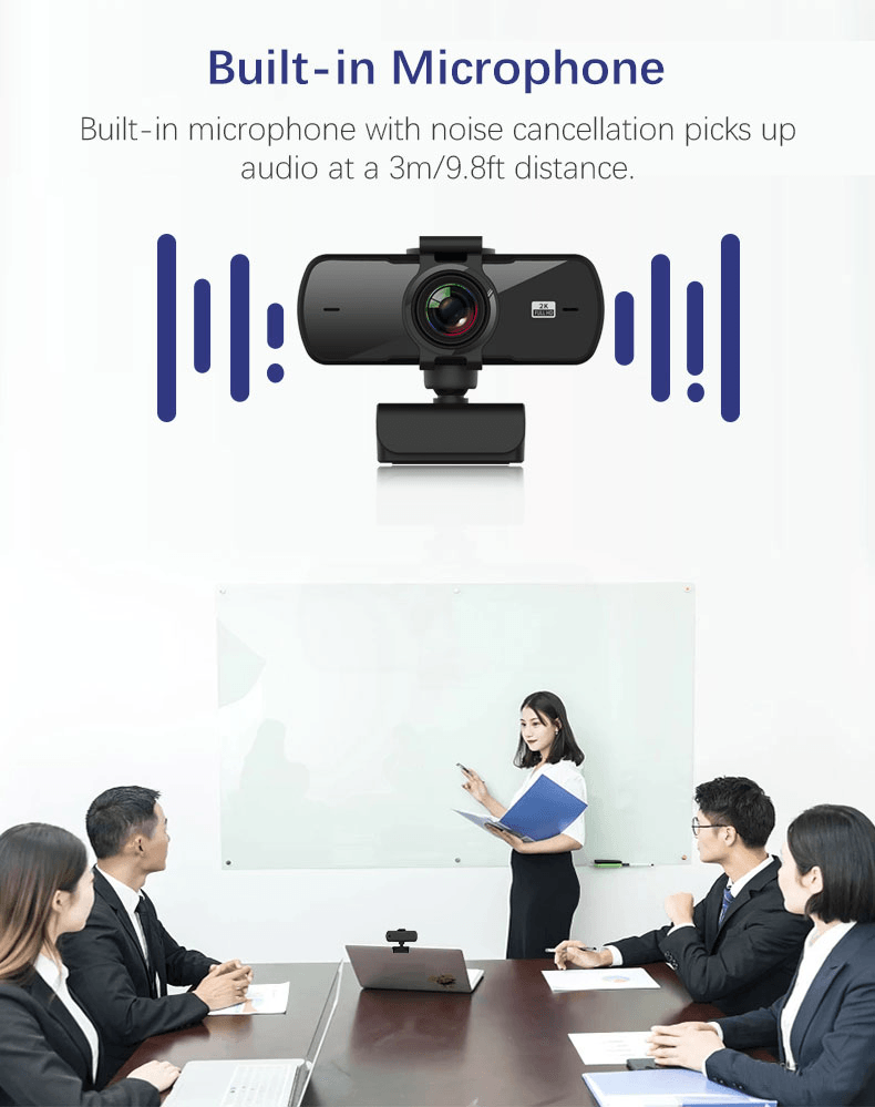 Webcam 2K Full HD 1080P Web Camera Autofocus With Microphone - VirtuousWares:Global