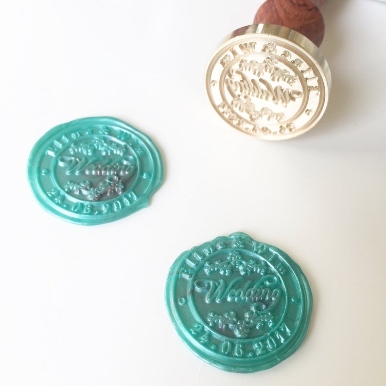 Wedding Wax Seal Stamp with name and date - VirtuousWares:Global