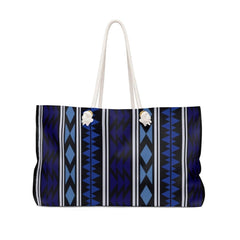 Weekender Tote Bag, Dark Blue Aztec Print - VirtuousWares:Global