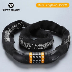 WEST BIKING 65-150cm Multi-length Bike Chain Lock 5 Digit Code Combination Anti-Theft Bicycle Lock Motorcycle Ebike Accessories - VirtuousWares:Global