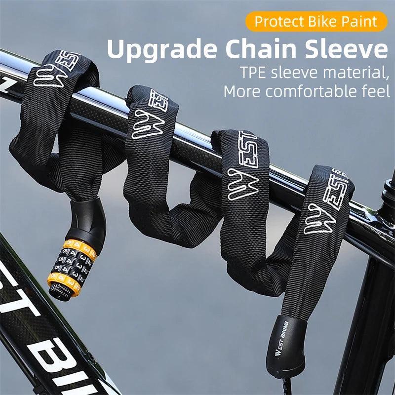 WEST BIKING 65-150cm Multi-length Bike Chain Lock 5 Digit Code Combination Anti-Theft Bicycle Lock Motorcycle Ebike Accessories - VirtuousWares:Global