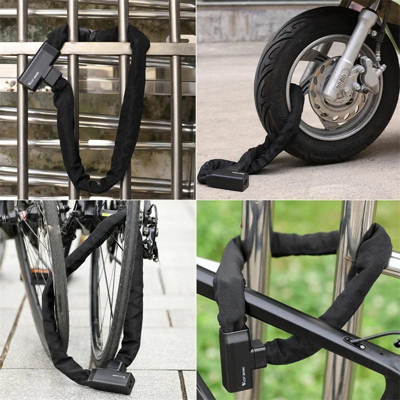 WEST BIKING Bicycle Lock Safety Anti-theft MTB Road Bike Chain Lock With 2 Keys Scooter Electric E-Bike Cycling Accessories - VirtuousWares:Global