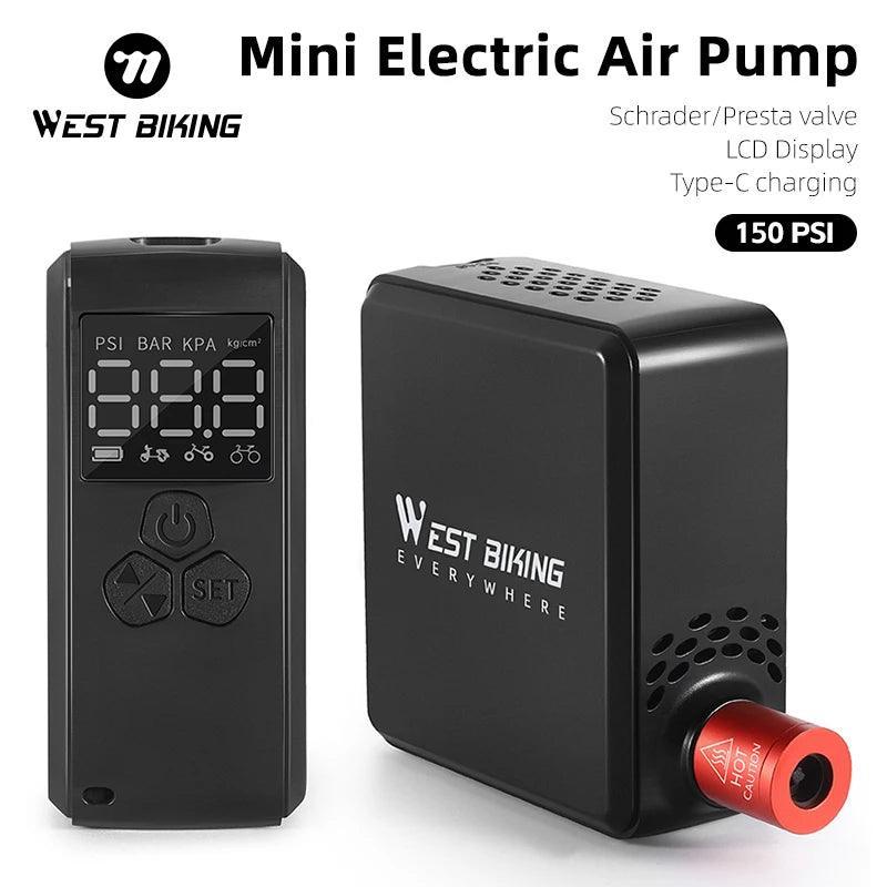 WEST BIKING Bike Pump Portable Mini Electric Air Pump 150PSI Tire - VirtuousWares:Global