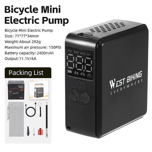 WEST BIKING Bike Pump Portable Mini Electric Air Pump 150PSI Tire - VirtuousWares:Global