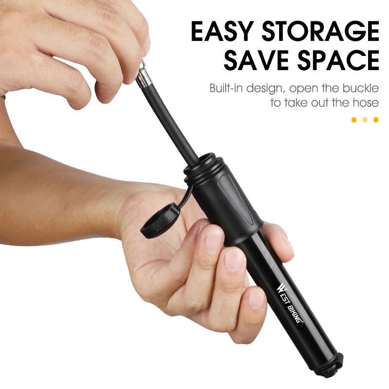 WEST BIKING Mini Bicycle Pump 100Psi Portable Schrader Presta Valve - VirtuousWares:Global