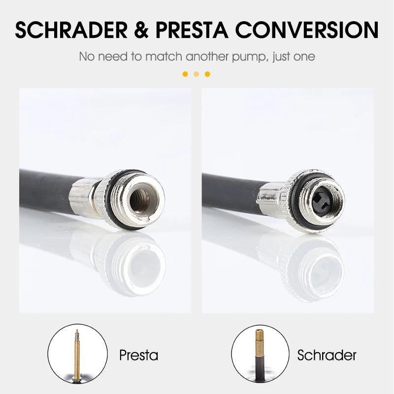 WEST BIKING Mini Bicycle Pump 100Psi Portable Schrader Presta Valve - VirtuousWares:Global