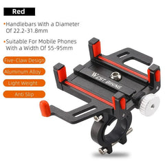 WEST BIKING Phone Holder Motorcycle Electric Scooter Cellphone Stand Aluminum Alloy CNC Smart Phone Bracket Bicycle Accessories - VirtuousWares:Global