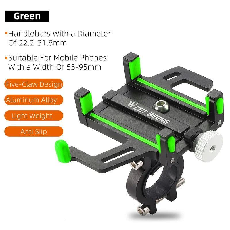 WEST BIKING Phone Holder Motorcycle Electric Scooter Cellphone Stand Aluminum Alloy CNC Smart Phone Bracket Bicycle Accessories - VirtuousWares:Global