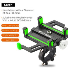 WEST BIKING Phone Holder Motorcycle Electric Scooter Cellphone Stand Aluminum Alloy CNC Smart Phone Bracket Bicycle Accessories - VirtuousWares:Global