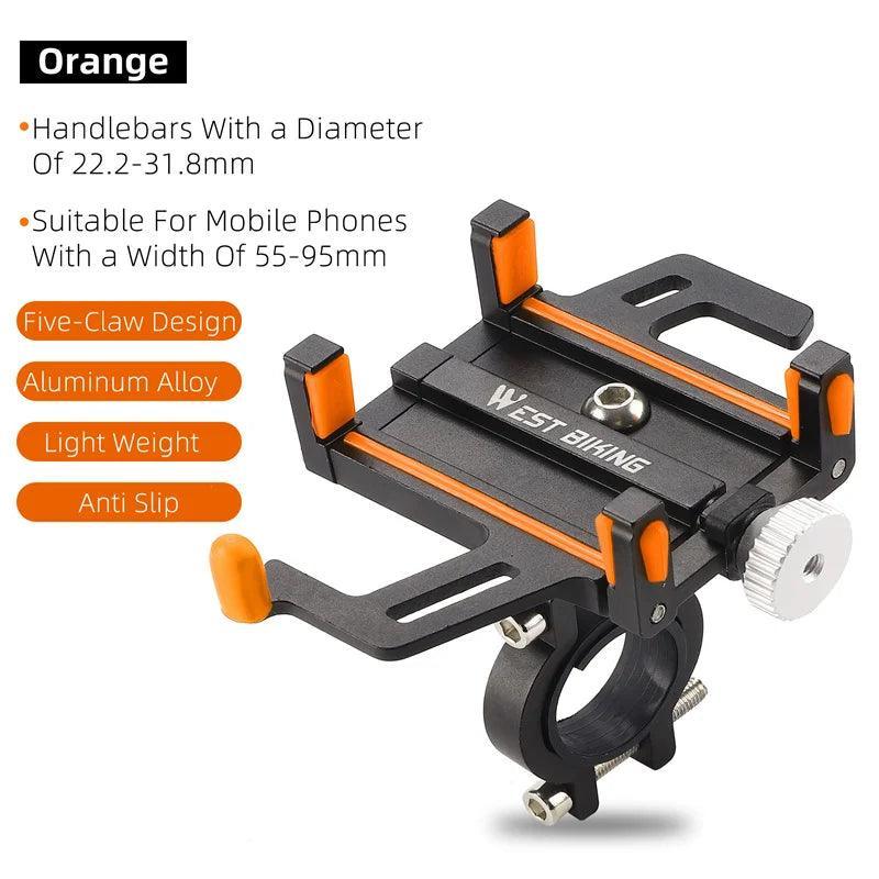 WEST BIKING Phone Holder Motorcycle Electric Scooter Cellphone Stand Aluminum Alloy CNC Smart Phone Bracket Bicycle Accessories - VirtuousWares:Global