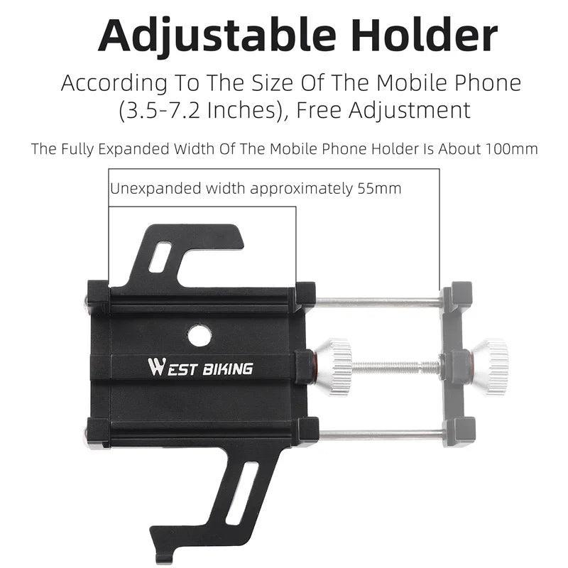 WEST BIKING Phone Holder Motorcycle Electric Scooter Cellphone Stand Aluminum Alloy CNC Smart Phone Bracket Bicycle Accessories - VirtuousWares:Global