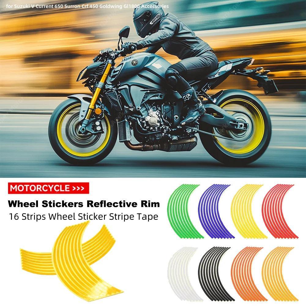 Wheel Sticker Reflective Rim Stripe Tape Motorcycle Stickers for - VirtuousWares:Global