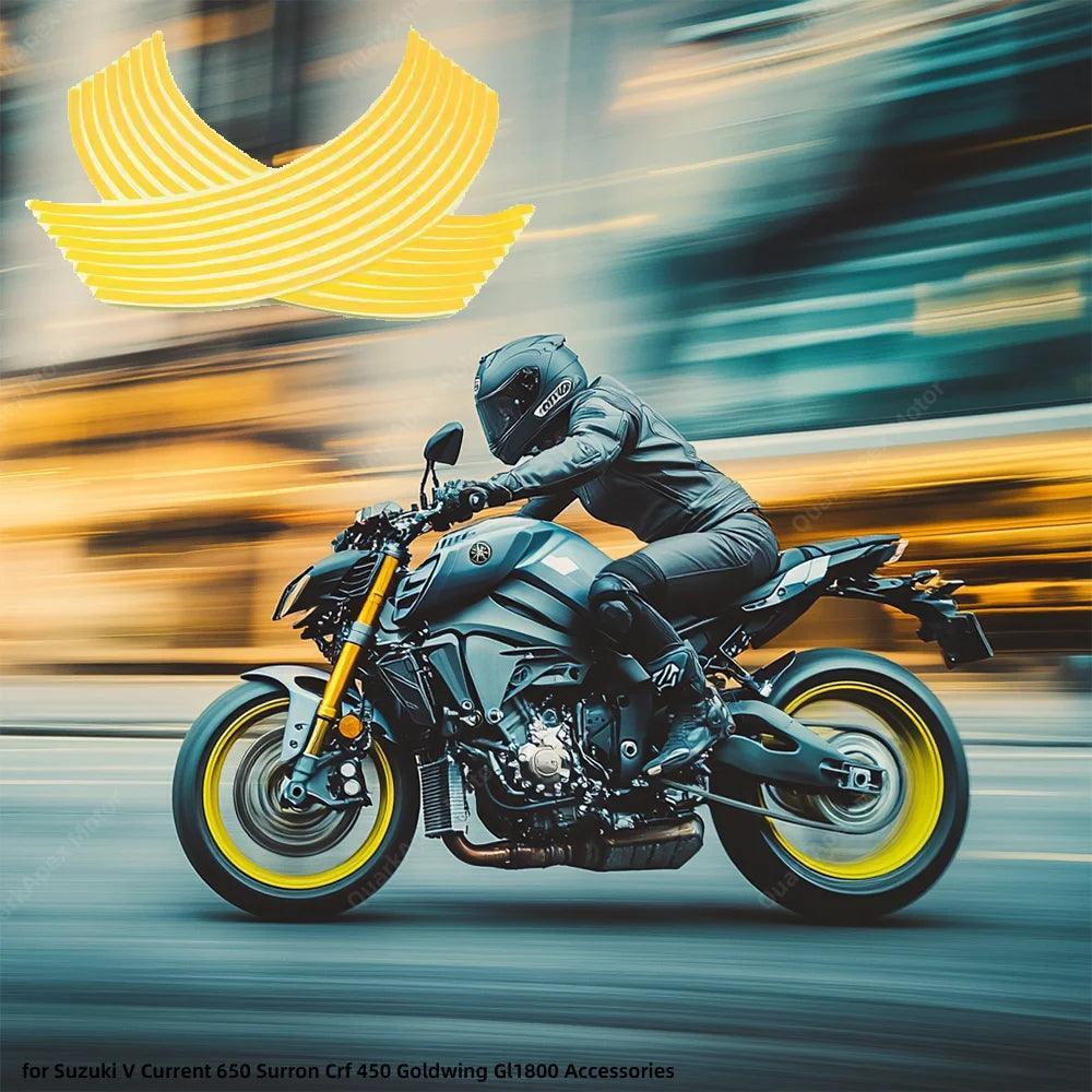 Wheel Sticker Reflective Rim Stripe Tape Motorcycle Stickers for - VirtuousWares:Global