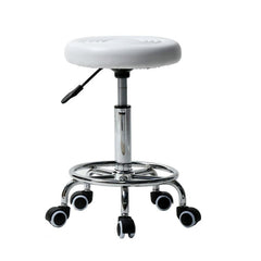 White Round Stool with Lines Rotation Bar Stool - VirtuousWares:Global
