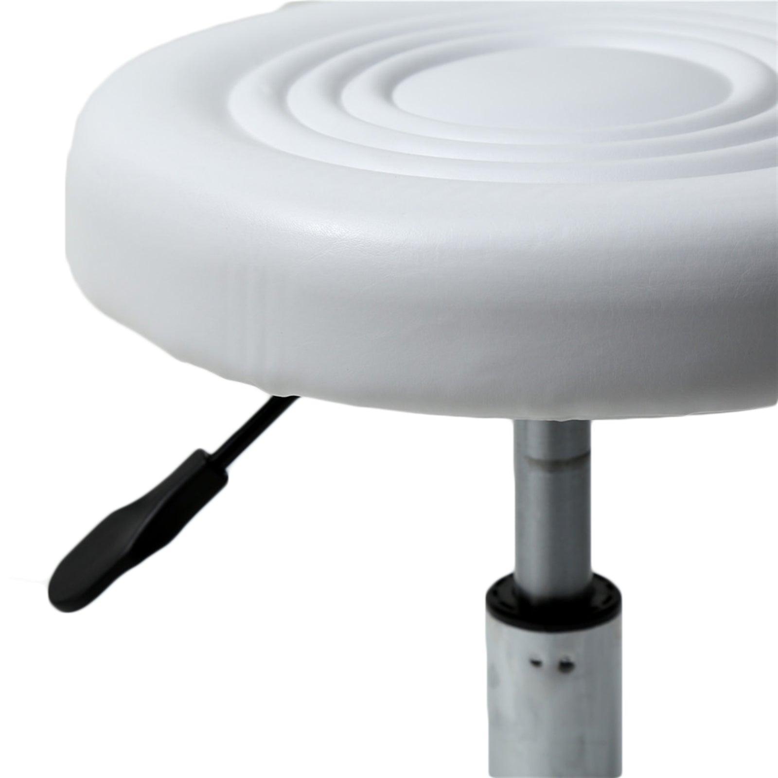 White Round Stool with Lines Rotation Bar Stool - VirtuousWares:Global