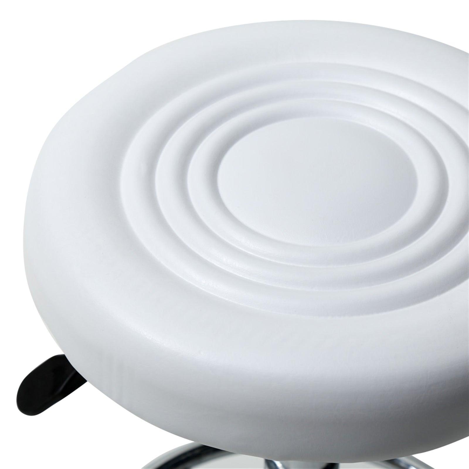 White Round Stool with Lines Rotation Bar Stool - VirtuousWares:Global