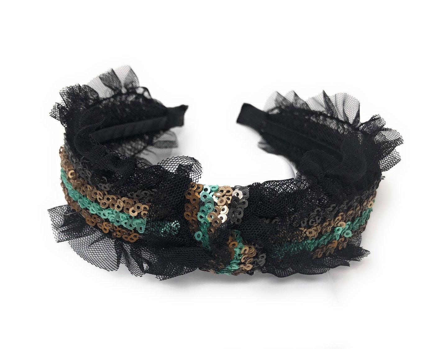 Wide Headband for Girls, Sequins Twisted Knot Headbands, Retro Hairba - VirtuousWares:Global