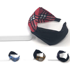 Wide Plaid Cross Headband for Girls, Bohemian Turban Headbands, Retro - VirtuousWares:Global