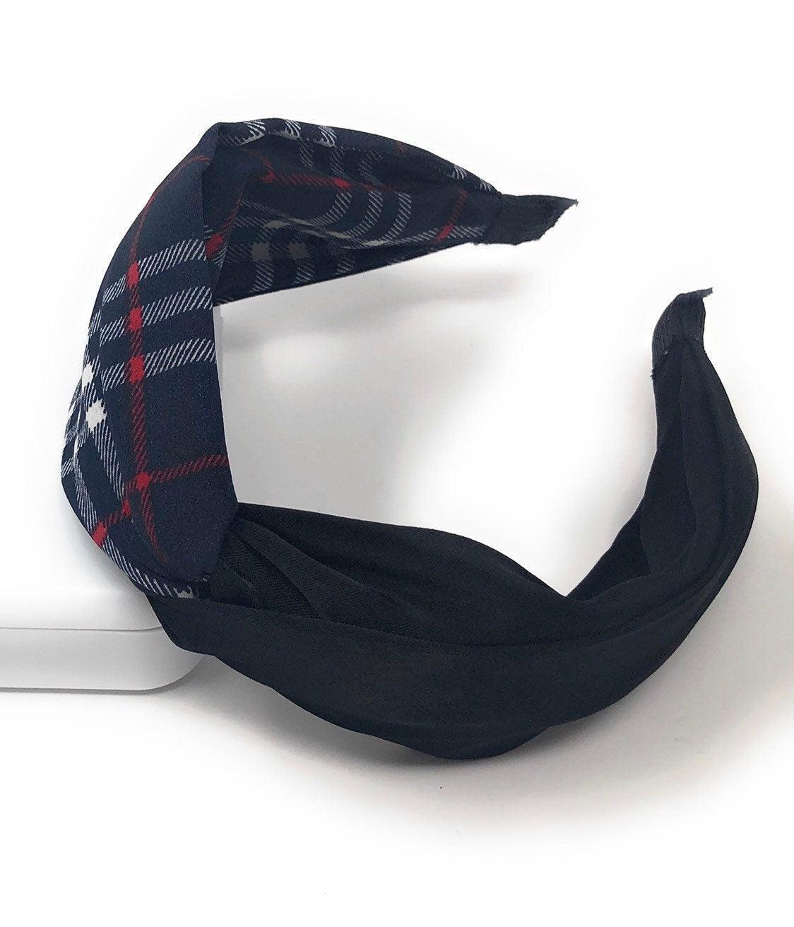Wide Plaid Cross Headband for Girls, Bohemian Turban Headbands, Retro - VirtuousWares:Global