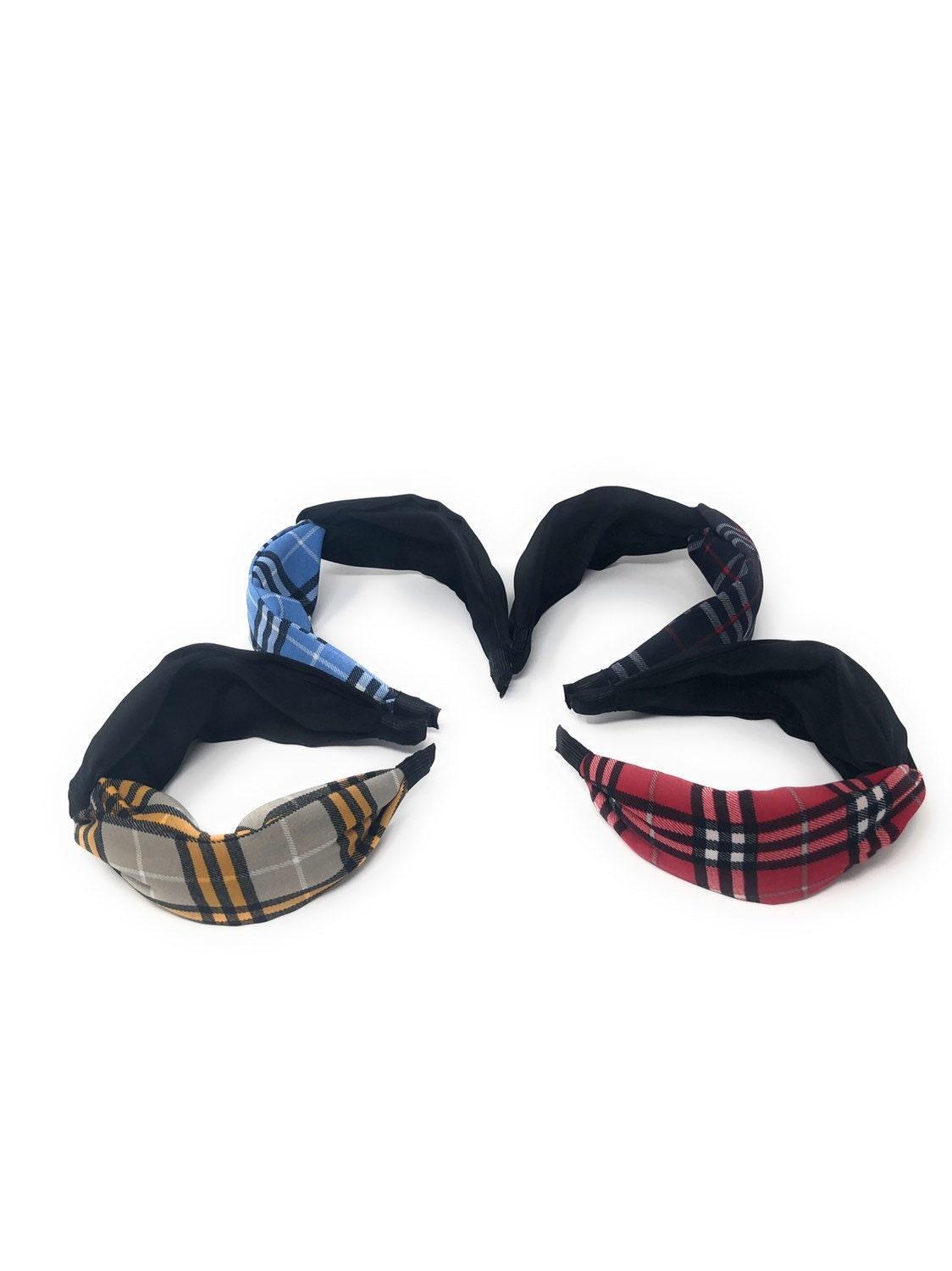 Wide Plaid Cross Headband for Girls, Bohemian Turban Headbands, Retro - VirtuousWares:Global