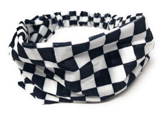 Wide Stretchy Velvet Check Pattern Headband, Turban Headwrap for Wome - VirtuousWares:Global