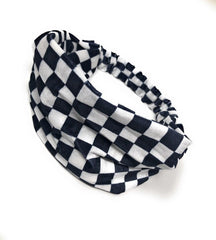 Wide Stretchy Velvet Check Pattern Headband, Turban Headwrap for Wome - VirtuousWares:Global