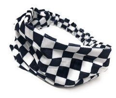 Wide Stretchy Velvet Check Pattern Headband, Turban Headwrap for Wome - VirtuousWares:Global