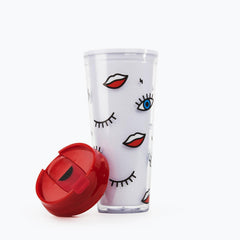 Wink Double Wall Mug Coffee Tumbler | Mod Style | BPA-Free - VirtuousWares:Global
