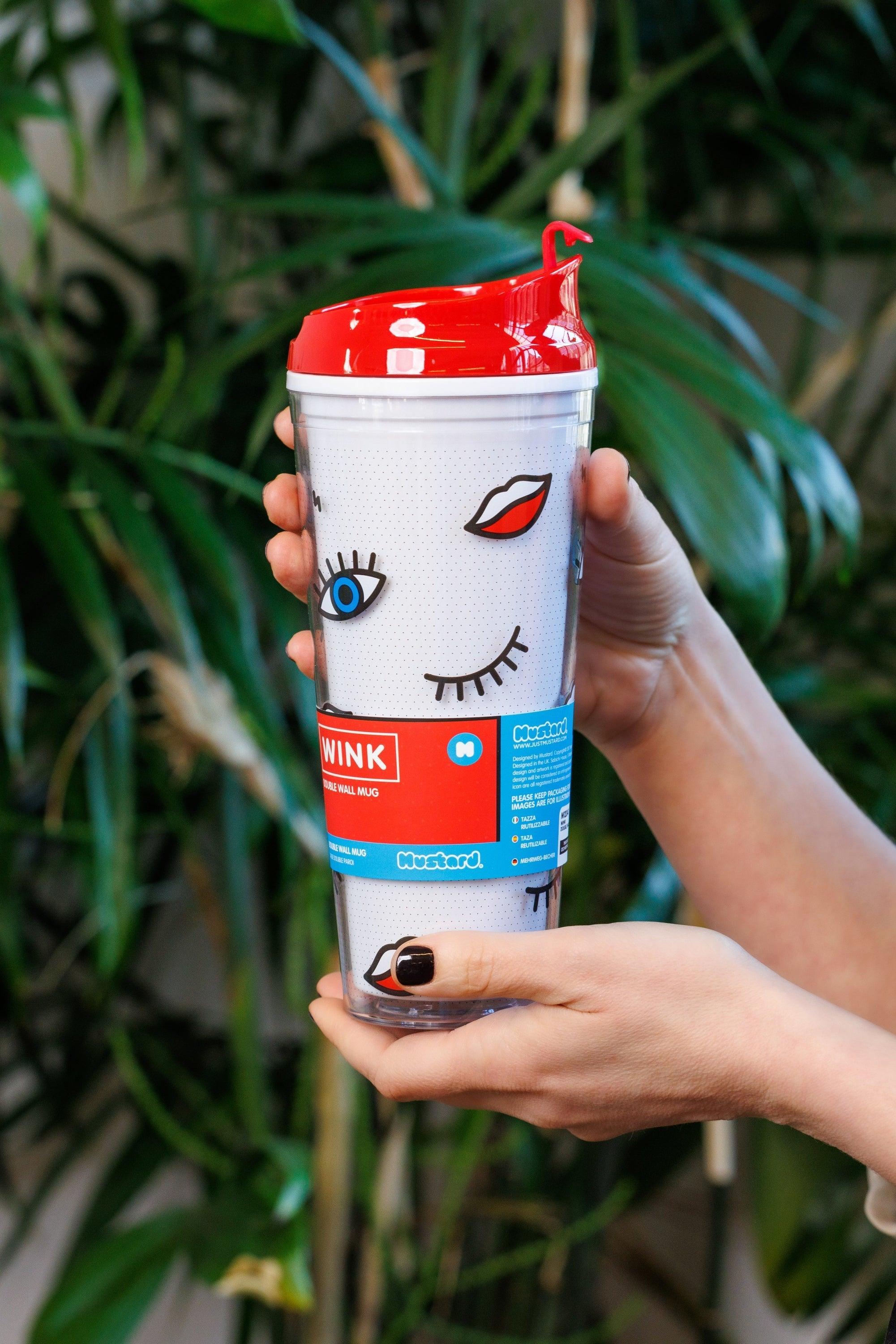 Wink Double Wall Mug Coffee Tumbler | Mod Style | BPA-Free - VirtuousWares:Global