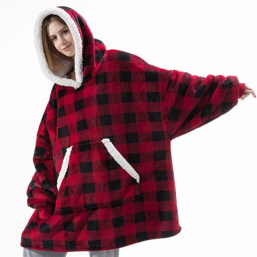 Winter Warm Fleece Wearable Hooded Blanket Fluffy TV Blanket Hoodie - VirtuousWares:Global