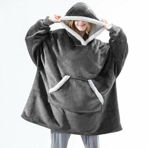 Winter Warm Fleece Wearable Hooded Blanket Fluffy TV Blanket Hoodie - VirtuousWares:Global