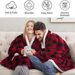 Winter Warm Fleece Wearable Hooded Blanket Fluffy TV Blanket Hoodie - VirtuousWares:Global