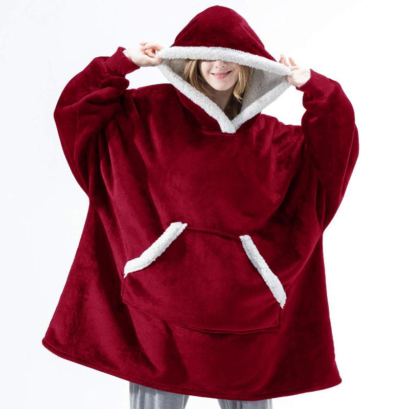 Winter Warm Fleece Wearable Hooded Blanket Fluffy TV Blanket Hoodie - VirtuousWares:Global