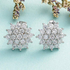 Winter Wonderland Snowflake Stud Earrings in Rhodium Plating - VirtuousWares:Global