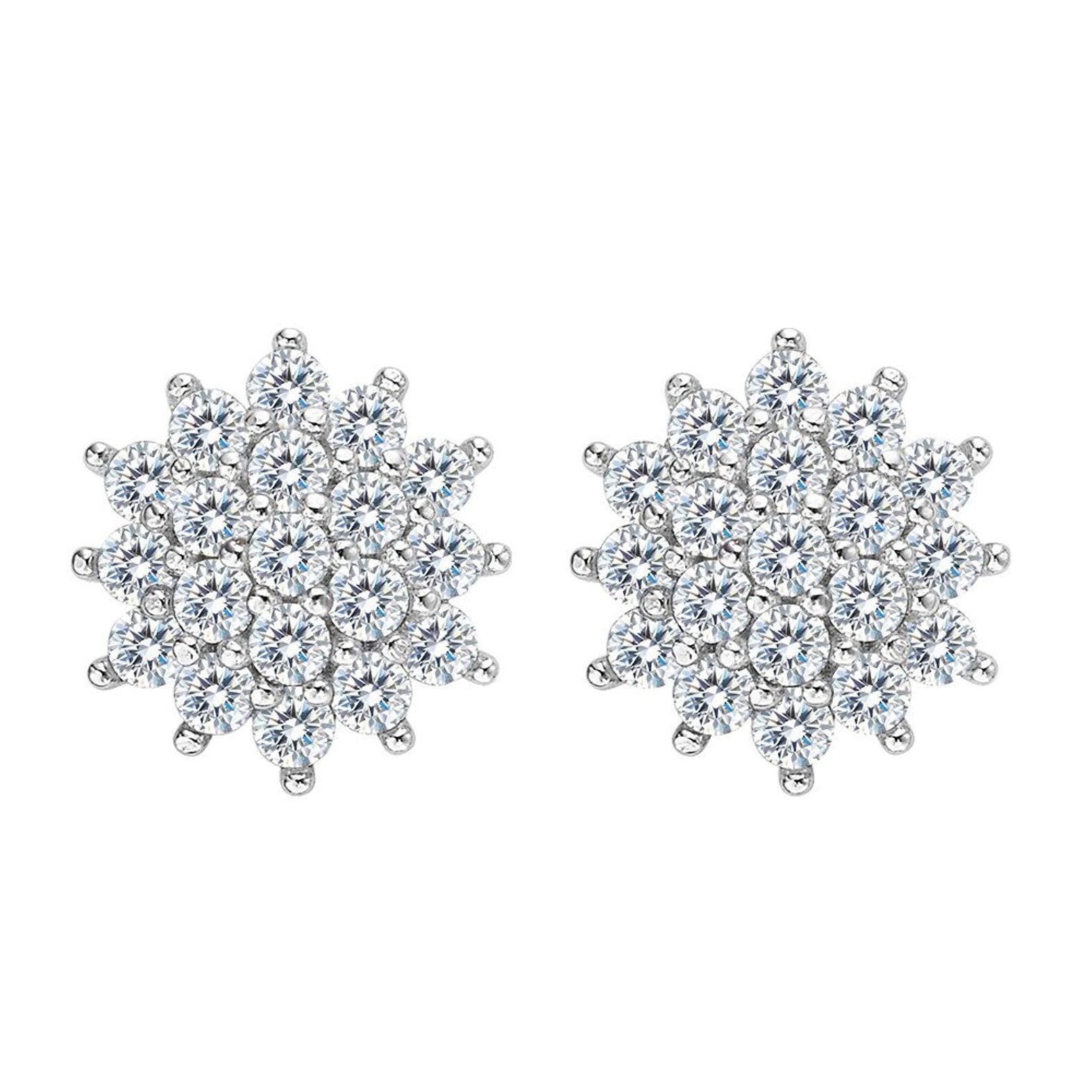 Winter Wonderland Snowflake Stud Earrings in Rhodium Plating - VirtuousWares:Global
