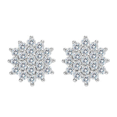 Winter Wonderland Snowflake Stud Earrings in Rhodium Plating - VirtuousWares:Global