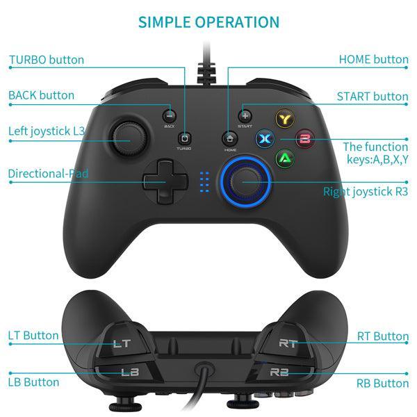 Wired Gaming Controller Joystick Gamepad with Dual-Vibration - VirtuousWares:Global