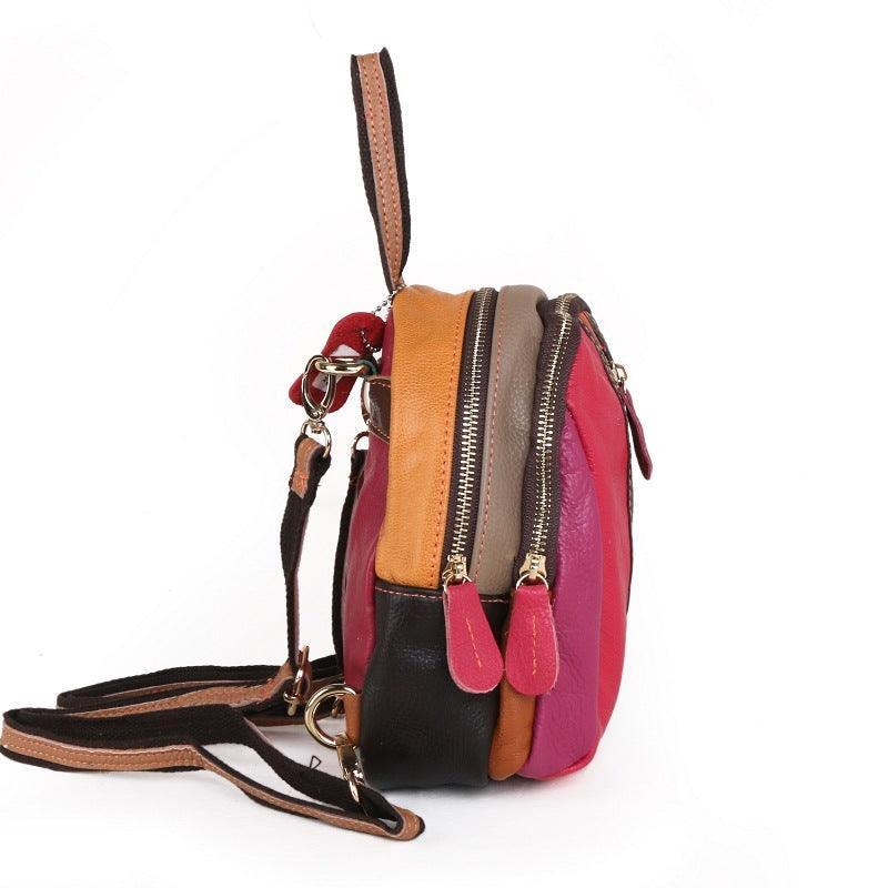 Woman's Leather Backpack With Small Cross-Slung - VirtuousWares:Global