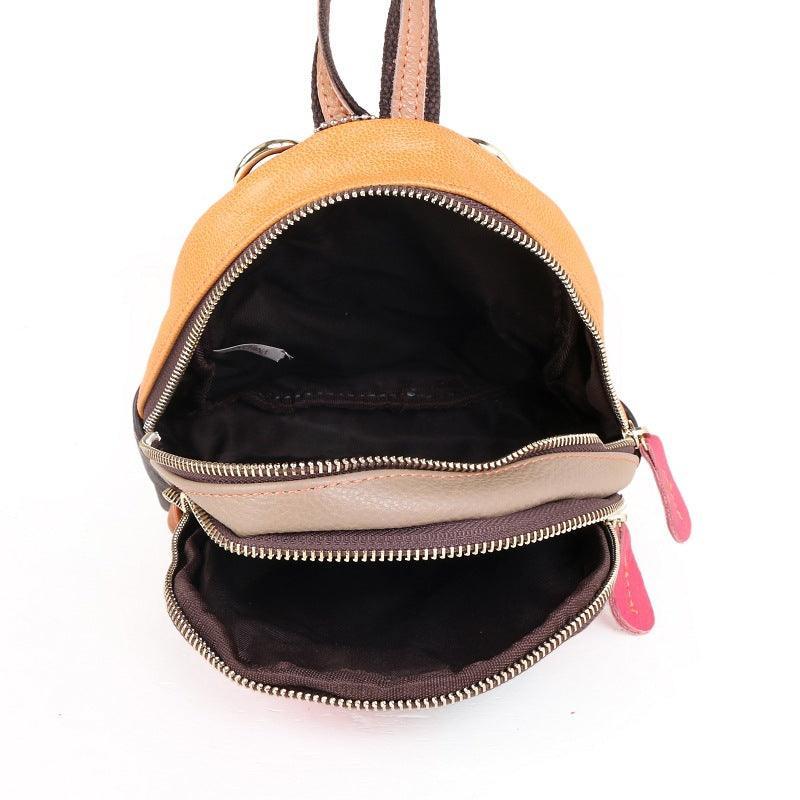 Woman's Leather Backpack With Small Cross-Slung - VirtuousWares:Global
