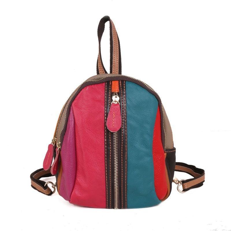 Woman's Leather Backpack With Small Cross-Slung - VirtuousWares:Global