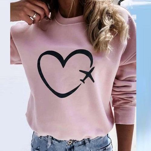 Women Colorful Heart Print Hoodie Sweatshirt - VirtuousWares:Global