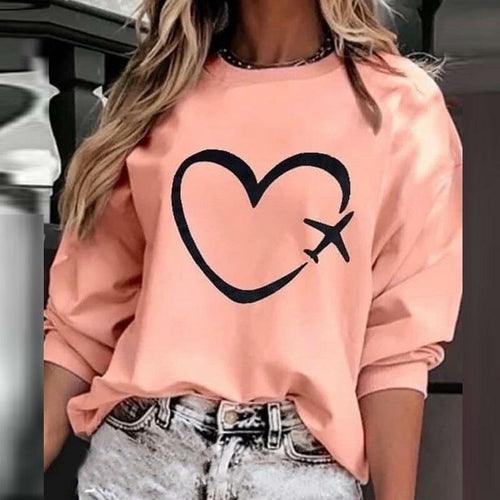 Women Colorful Heart Print Hoodie Sweatshirt - VirtuousWares:Global