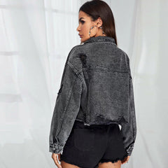 Women Fashion Denim Jacket Short Coat - VirtuousWares:Global