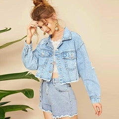 Women Fashion Denim Jacket Short Coat - VirtuousWares:Global