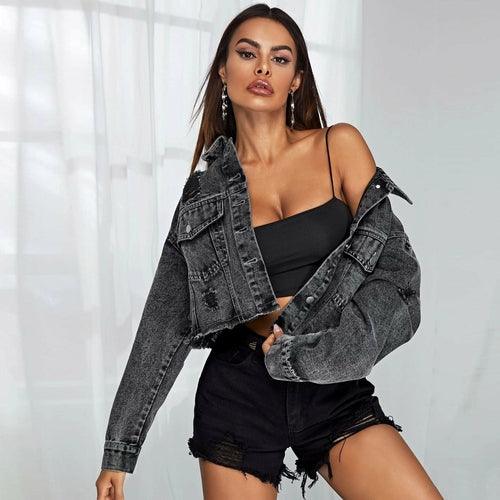 Women Fashion Denim Jacket Short Coat - VirtuousWares:Global