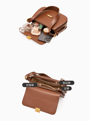 Women Organ Bag Split Cow Leather Crossbody Shoulder Bags - VirtuousWares:Global